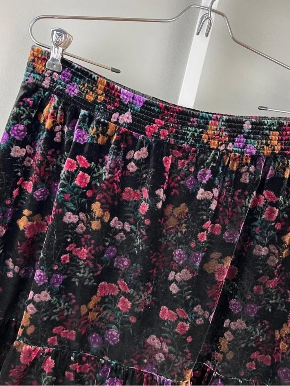Ann Taylor LOFT Floral Velvet Skirt‎ Womens S Whimsigoth Fairy Dark Cottagecore